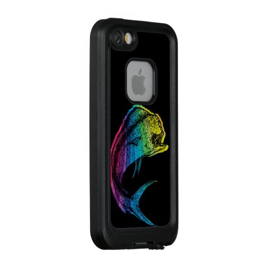 Rainbow Mahi Mahi op Black LifeProof iPhone Hoesje (Achterkant / rechts)