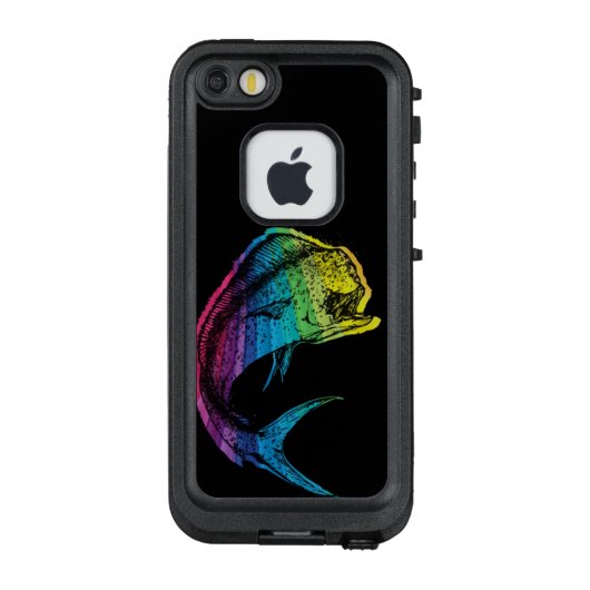 Rainbow Mahi Mahi op Black LifeProof iPhone Hoesje (Achterkant)