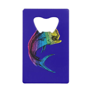 Rainbow Mahi Mahi op Ocean Blue Creditkaart Flessenopener
