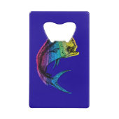 Rainbow Mahi Mahi op Ocean Blue Creditkaart Flessenopener (Achterkant)
