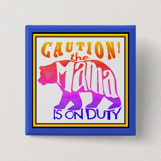 Rainbow Mama Beer op dienst Vierkante Button 5,1 Cm (Voorkant)