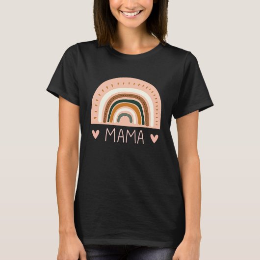 Rainbow Mama V Neck  Boho Style Teacher for Mom T-shirt (Voorkant)