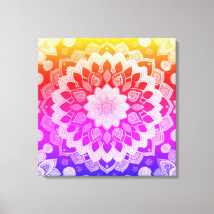 Rainbow Mandala Abstracte kunst Canvas Afdruk