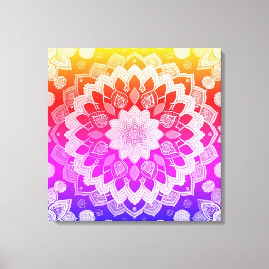 Rainbow Mandala Abstracte kunst Canvas Afdruk (Voorkant)