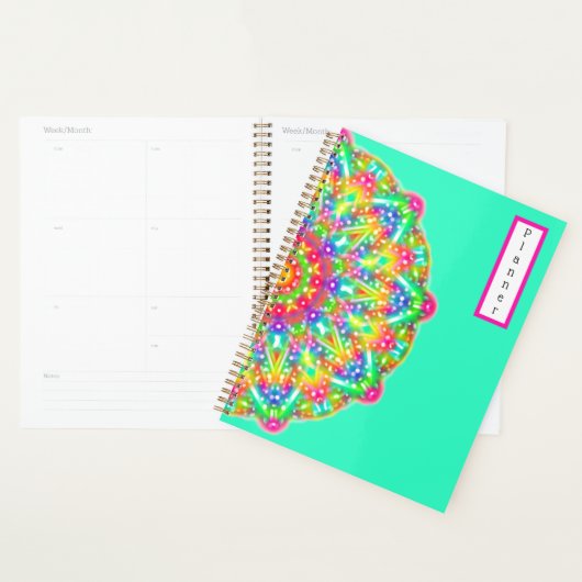 Rainbow Mandala Aqua Boho Planner (Display)