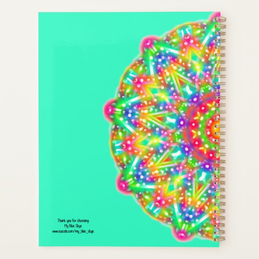 Rainbow Mandala Aqua Boho Planner (Achterkant)