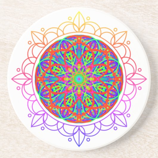 Rainbow Mandala Boho Sandstone Onderzetter (Voorkant)