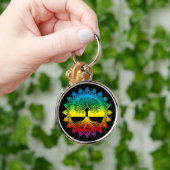 Rainbow Mandala Celtic Tree of Life on Black Sleutelhanger (Hand)