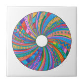 Rainbow Mandala Ceramic Tile, Art Tile Tegeltje (Voorkant)