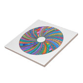 Rainbow Mandala Ceramic Tile, Art Tile Tegeltje (Zijkant)