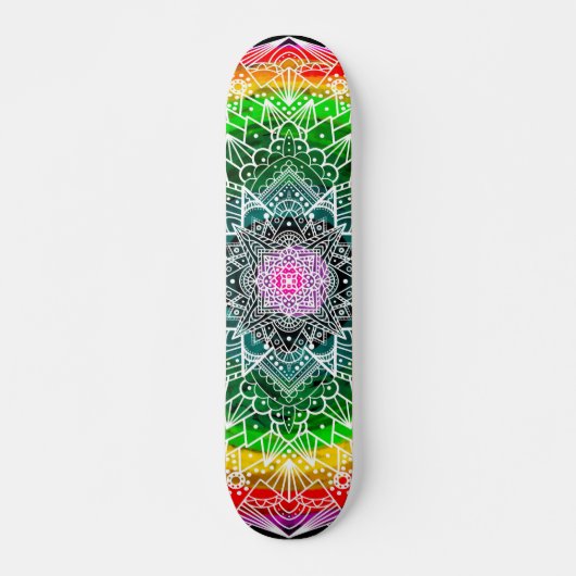 Rainbow Mandala Colorful Persoonlijk Skateboard (Voorkant)