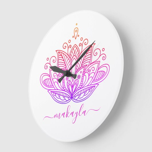 Rainbow Mandala Flower Bohemian Grote Klok (Hoek)