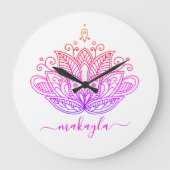 Rainbow Mandala Flower Bohemian Grote Klok (Voorkant)
