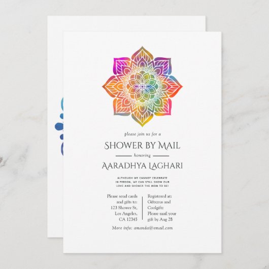 Rainbow Mandala Indian Shower bij Mail Kaart (Voorkant / Achterkant)
