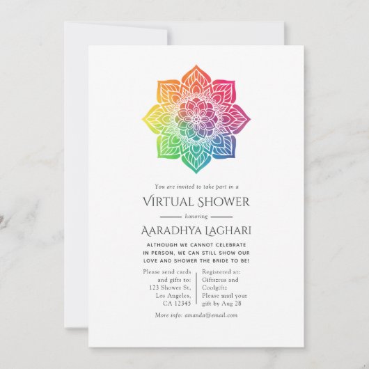 Rainbow Mandala Indian Virtual Shower Kaart (Voorkant)