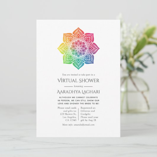 Rainbow Mandala Indian Virtual Shower Kaart (Staand voorkant)