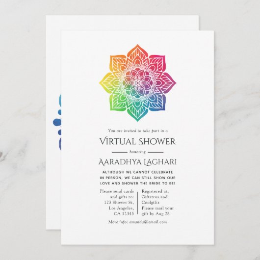 Rainbow Mandala Indian Virtual Shower Kaart (Voorkant / Achterkant)