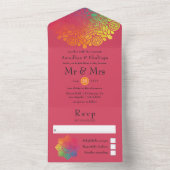 Rainbow Mandala Indian Wedding All In One Uitnodiging (Binnen)