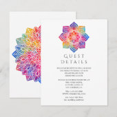 Rainbow Mandala Indian Wedding Guest Details Informatiekaartje (Voorkant / Achterkant)
