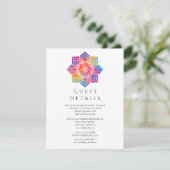 Rainbow Mandala Indian Wedding Guest Details Informatiekaartje (Staand voorkant)