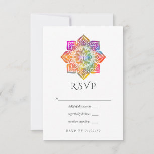 Rainbow Mandala Indian Wedding RSVP Kaartje
