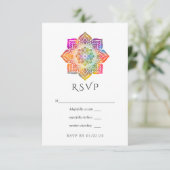 Rainbow Mandala Indian Wedding RSVP Kaartje (Staand voorkant)