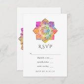 Rainbow Mandala Indian Wedding RSVP Kaartje (Voorkant / Achterkant)