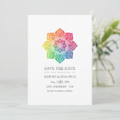 Rainbow Mandala Indian Wedding Save The Date (Staand voorkant)