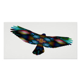 Rainbow Mandala Kaleidoscope Hawk in vlucht Poster