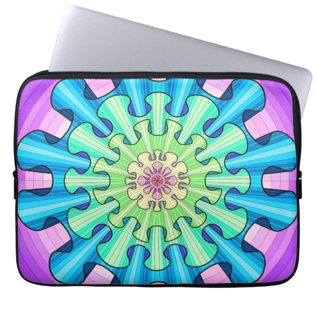 Rainbow mandala laptop sleeve (Voorkant)