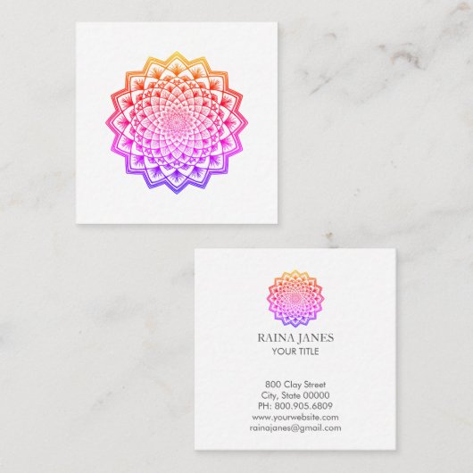 Rainbow Mandala Life Coach Counselor Vierkante Visitekaartje (Voorkant / Achterkant)