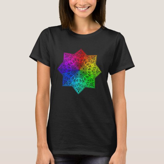 Rainbow Mandala Lotus Flower Sacred Geometry Yoga  T-shirt (Voorkant)