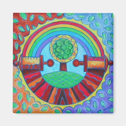 Rainbow Mandala Magnet (Voorkant)