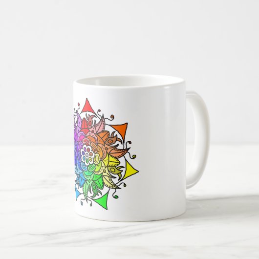 Rainbow Mandala Mok 11 oz. (Voorkant rechts)