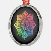 Rainbow Mandala op Black Metalen Ornament (Links)