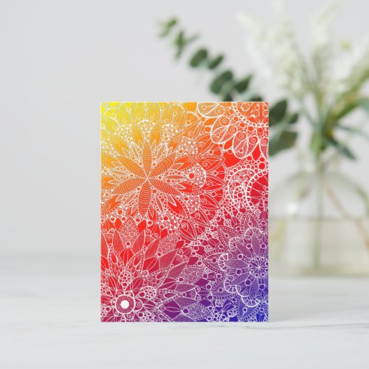 Rainbow Mandala Pattern Briefkaart (Staand voorkant)