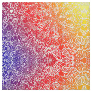 Rainbow Mandala Pattern Fabric Stof