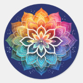 Rainbow mandala ronde sticker (Voorkant)