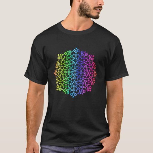 Rainbow Mandala Rosette Flower Geometry Yoga Vibe  T-shirt (Voorkant)