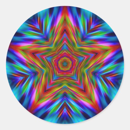 Rainbow Mandala Star Fractal Decal Sticker (Voorkant)