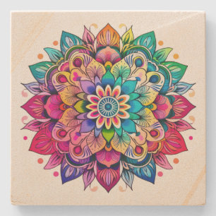 Rainbow Mandala Stenen Onderzetter
