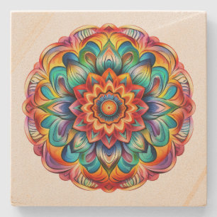 Rainbow Mandala Stenen Onderzetter