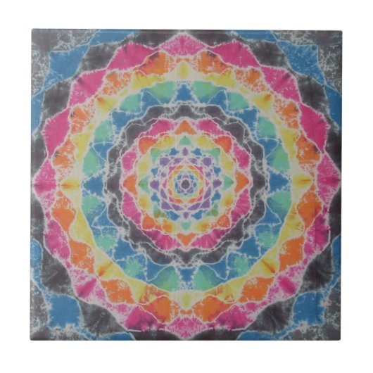 Rainbow Mandala Tie Dye PhatDyes Tegeltje (Voorkant)