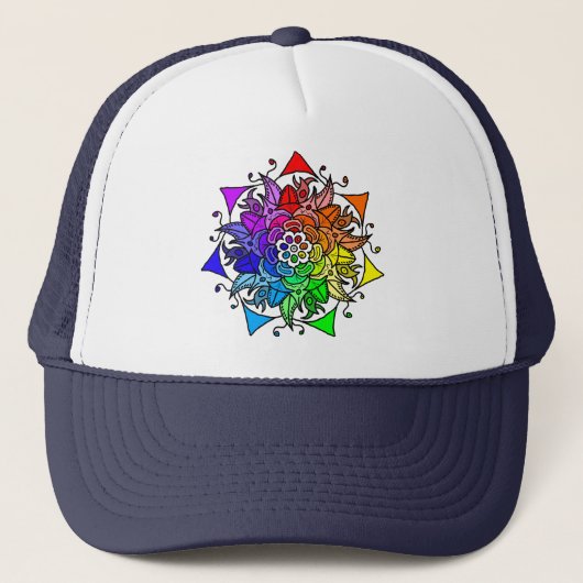 Rainbow Mandala Trucker Hat Pet (Voorkant)