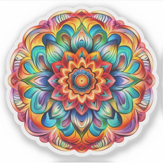 Rainbow Mandala vinyl sticker (Voorkant)