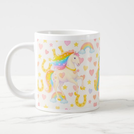 Rainbow Mane Horses Coffee Mug — Cooper & Cody Grote Koffiekop (Links)