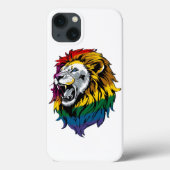 Rainbow Mane Roaring Lion LGBTQ+ Pride iPhone hoes (Achterkant)