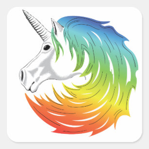 Rainbow Mane Unicorn Vierkante Sticker