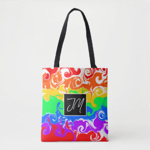 Rainbow Marble Fluid Art Tote Bag