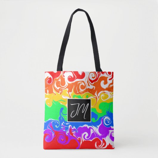 Rainbow Marble Fluid Art Tote Bag (Voorkant)